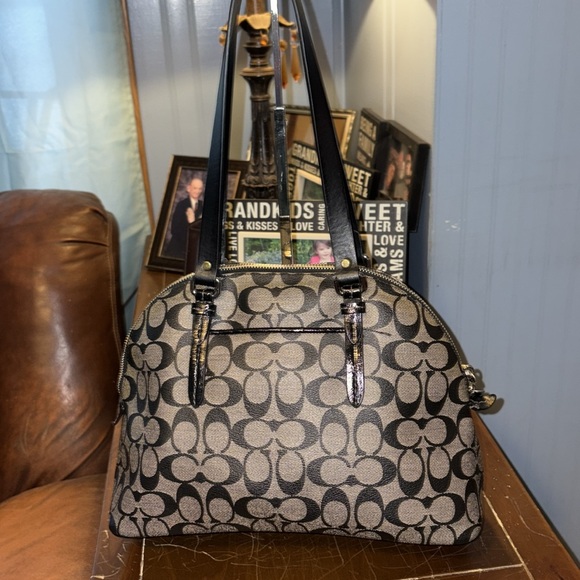 Coach Black and Gray Signature Handbag - Picture 2 of 12